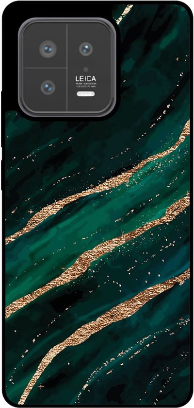 Smartphonica Telefoonhoesje Geschikt voor Xiaomi 13 met marmer opdruk - TPU backcover case marble design - Groen Goud geschikt voor Xiaomi 13