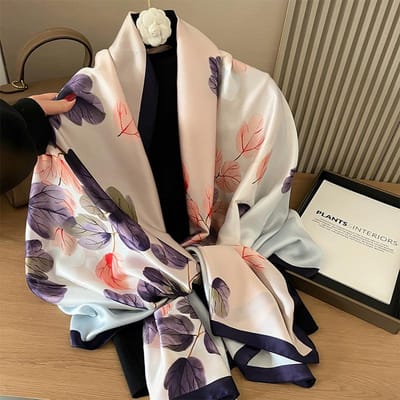 Design Foulard Hijab en Soie Satinée Écharpe pour Femmes Mode Été Protection Solaire Plage Châle Écharpes Foulard pour Femme Écharpe One Size black