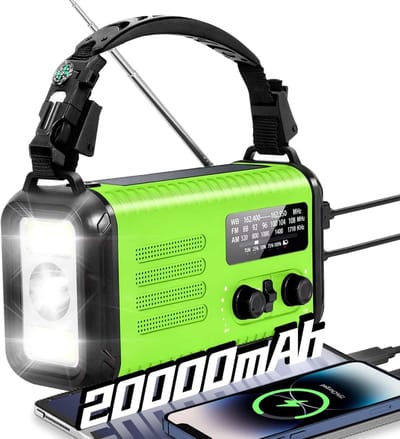 Noodradio - Weerradio Zaklamp - Noodsituaties Thuis - Grootste Batterijcapaciteit - 20000mAh - Groen