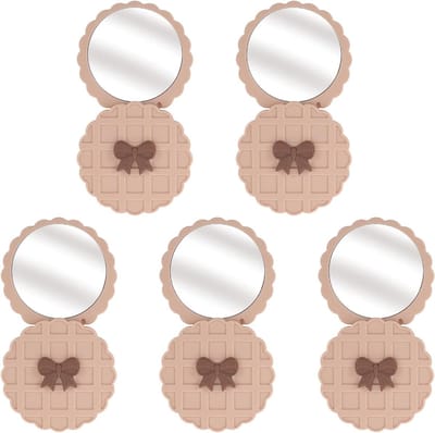 Compacte Dubbele Spiegel - Make-up spiegel - Snelle Touch-ups - Wafeldesign Strikaccent - 5 Stuks - Beige