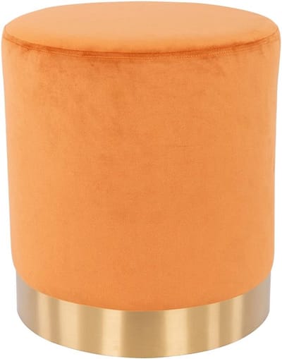Ronde Fluweel Kruk met Metalen Voet - Modern Design Voetenbankje Terracotta