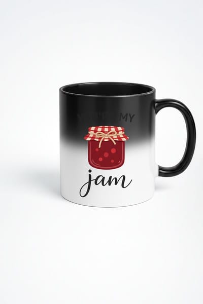 Magische Warmtegevoelige Mok 'You're My Jam' - Zwarte Kleurwisselende Mok met Jam Jar Design