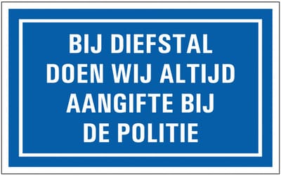 Aangifte bij politie sticker 200 x 125 mm