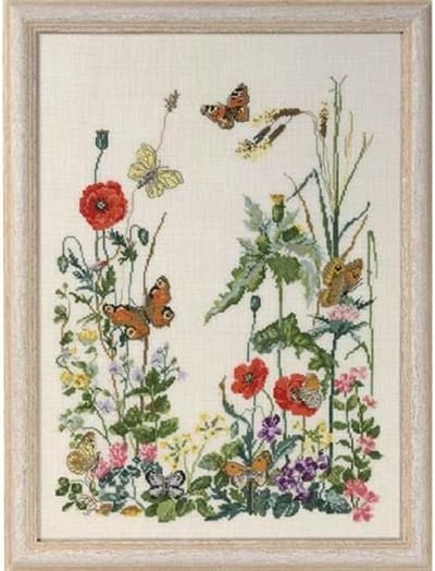 Permin borduurpakket vlinders en bloemen borduren 70-4151 linnen