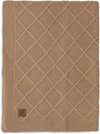 Jollein - Deken Wieg 75x100cm - Wiegdeken, Wiegdekentje, Dekentje Baby - Check Knit Biscuit