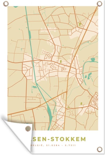 Muurdecoratie Plattegrond - België - Kaart - Stadskaart - Dilsen-Stokkem - 120x180 cm - Tuinposter - Tuindoek