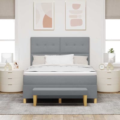 vidaXL - Boxspring - bed - met - hoofdeinde - Lichtgrijs - 200 - x - 160 - cm - Stof