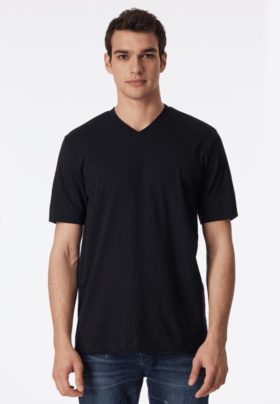 Shirt met korte mouwen, jersey, set van 2, v-hals, zwart - American t-shirt S