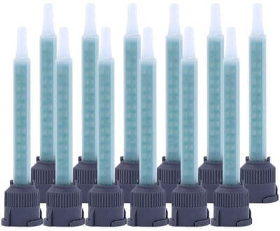 Set van 12 hoogwaardige mengtuiten voor dubbele kokers – perfecte homogene menging van tweecomponentenlijm zoals epoxy, duurzaam materiaal, precieze dosering en eenvoudige installatie
