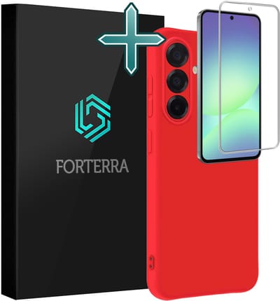 Hoesje Met Screenprotector - Geschikt voor Samsung Galaxy A56 - Sterk & Shockproof - Telefoon Hoes - Back Cover - Siliconen Case - Rood