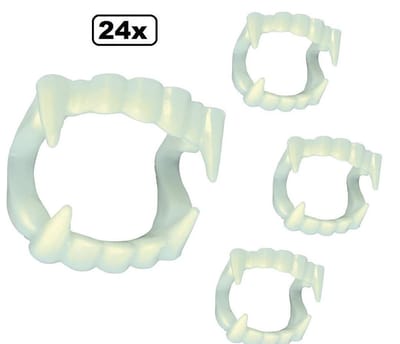24x Vampier gebit Glow in the dark