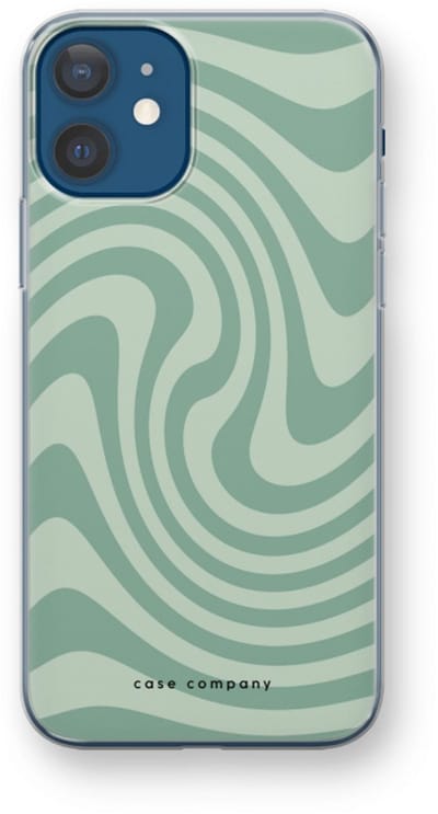 Case Company® - Hoesje geschikt voor iPhone 12 mini hoesje - Swirl Groen - Soft Cover Telefoonhoesje - Bescherming aan alle Kanten en Schermrand