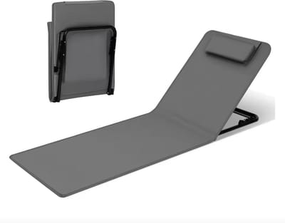 J&R Ligbed - Strandmat - Ligstoel - Mat - Bed - Gewatteerd - Verstelbare rugleuning - Opvouwbaar - 3 standen - Mobiel bed - Lichtgewicht - Grijs