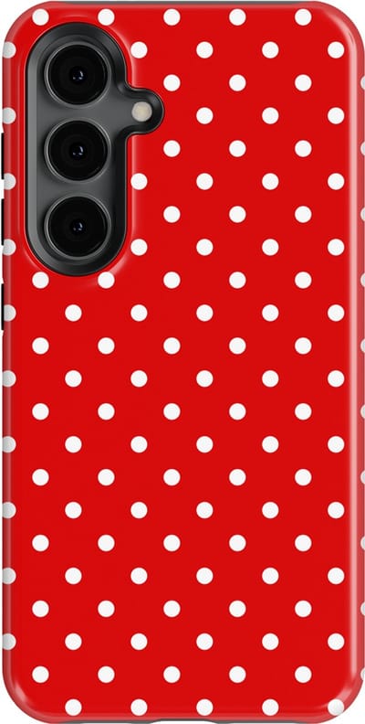 Polka Dots Hoesje Samsung Galaxy S24 | Geschikt Voor Mag | Stippen Design Backcover Samsung Galaxy S24 Classic Red