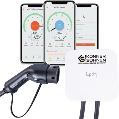 Laadpaal - Wallbox - 3 Fase - 22kW - 32A - EV Charger - Type 2 - 5 Meter Kabel - App - RFID
