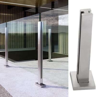Glazen hekpalen - RVS balustradepalen - Terras afscheiding - Glas zonder boren - 60-120 cm hoogte - Geborsteld staal