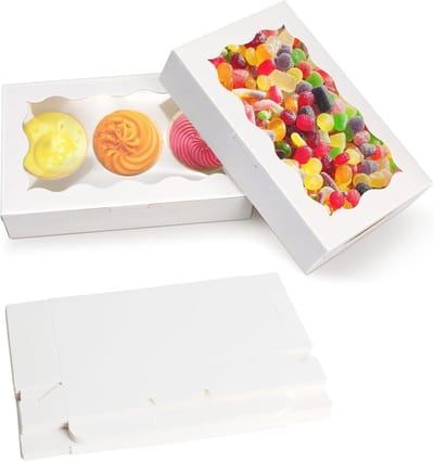 Set van 20 Koekjesdozen met Kijkvenster, Bruine Papieren Cupcake Dozen, Kraft Karton voor Taarten, Snacks en Desserts, 17.8 x 11 x 3.8 cm