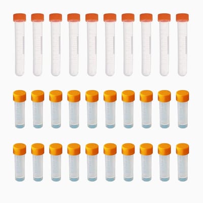 30 Stuks Monsterbuizen 5ml en 10ml met Deksel en Gegradueerde Markeringen, Plastic Cryo Buizen voor Laboratoriumgebruik