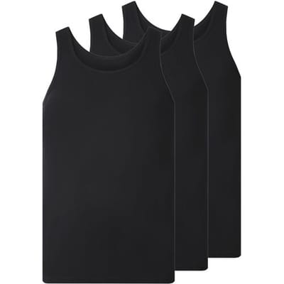 ESMARA MEN Set van 3 geribde heren hemden - Plus size (Zwart, XXL)