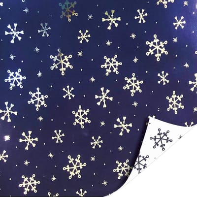 2 KLEINE rollen cadeaupapier - Metallic - Snowhearts Blue Silver - 30x200 cm