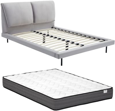 Vente-unique Bedframe fluweel grijs 160 x 200 cm