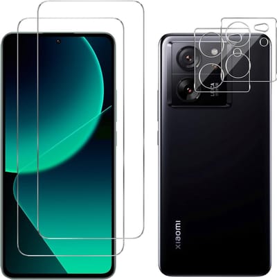 Screenprotector geschikt voor Xiaomi 13T / 13T Pro - 2 stuks Beschermglas van glas Transparante glazen schermbeschermfolie + 2 stuks Camera Protector