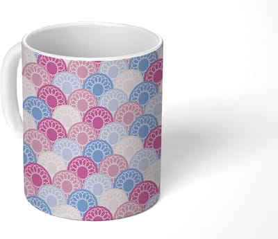 Mok - Koffiemok - Cirkel - Patroon - Roze - Mokken - 350 ML - Beker - Koffiemokken - Theemok