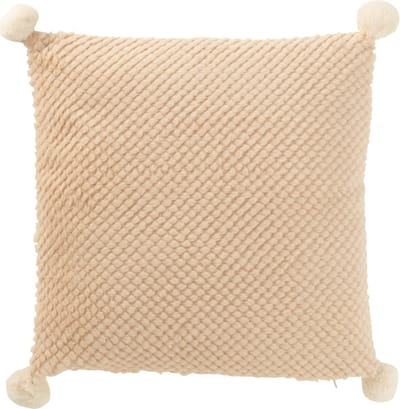 J-Line kussen Zacht Pompoms - polyester - beige