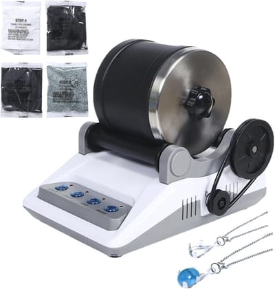 Steen Polijstmachine - Edelsteen Molen - Knutselen Sieraden - 7-Daagse Timer - 23 x 12 x 27 cm - Wit Zwart