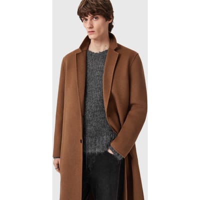 AllSaints Brax Coat Cider Brown Taglia: 36 | Cappotti monopetto Outlet | Uomo | Marrone