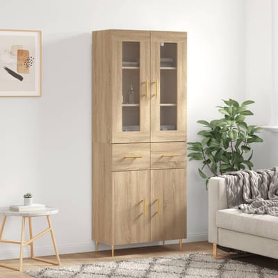 vidaXL - Hoge - kast - 69,5x34x180 - cm - bewerkt - hout - sonoma - eikenkleurig