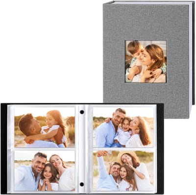 Allecto - Photo Album - 200 Foto's - Elegant linnen - 10 x 15 cm - Geschikt voor gezinnen en geliefden - Grijs