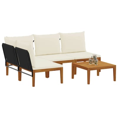 vidaXL - 5 - st - Massief - acaciahout - & - touw - Naturel