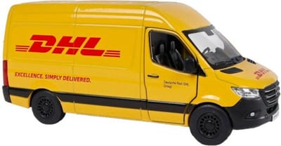 Kinsmart Bus Mercedes-benz Sprinter Dhl 12 Cm 1:36 Staal Geel