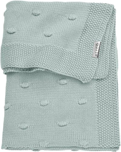 Gebreide babydeken met knopen 75 x 100 cm - Steengroen