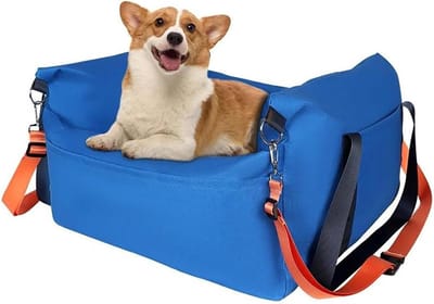 Autostoeltje voor Honden - Honden autostoel Zitverhoger - Veilig Reizen - Groot Gezichtsveld - 48x41x32 cm - Blauw