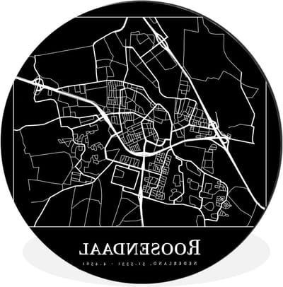 Wandcirkel Stadskaart - Muurdecoratie Plattegrond - Interieur Verfraaien - Duurzaam Dibond Aluminium - 90x90 cm - Multi