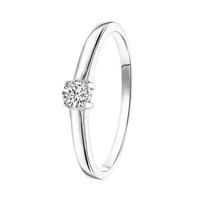 Lucardi Dames Ring met zirkonia - Ring - Cadeau - Echt Zilver - Zilverkleurig