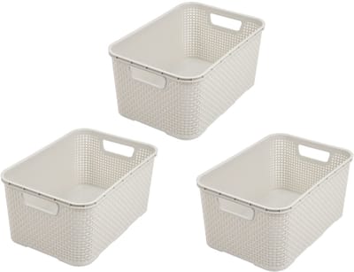 Unyqoos ® Stijlvolle Crème Opbergmanden Set van 3 in Rotan Design voor Elke Ruimte