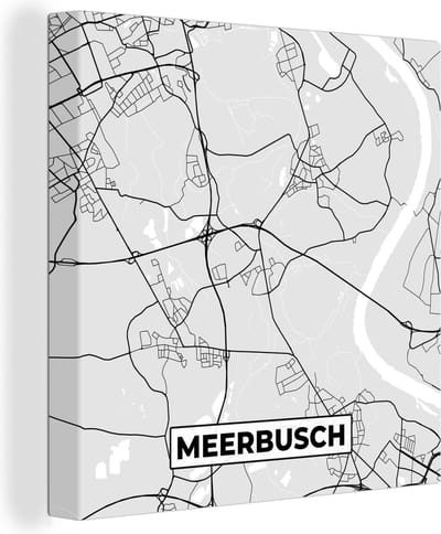 Canvas Schilderij Duitsland - Stadskaart - Plattegrond - Kaart - Meerbusch - 20x20 cm - Wanddecoratie