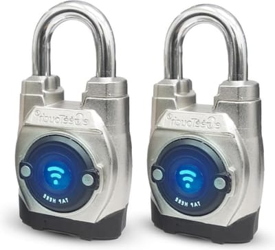 5e Generatie Outdoor Slim Hangslot Pack van 2 Korte Beugel Keyless Bluetooth & NFC Slot Duurzame Weerbestendige Beveiliging Voor Schuren Poorten Fietsen Handige App Bediening en