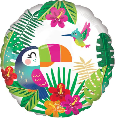 Amscan Folieballon Tropical Paradise Rond Junior 43 Cm Wit/groen