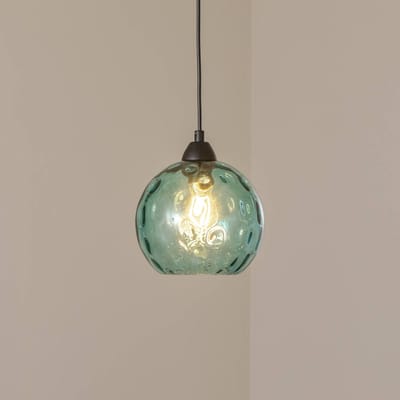 Opviq Hanglamp Benek, blauw, glas, Ø 20 cm, E27