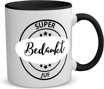Akyol - super bedankt juf koffiemok - theemok - zwart - Juf - beste juf - school - verjaardagscadeau - afscheidscadeau - kado - gift - geschenk - 350 ML inhoud