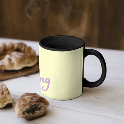 Magische Mok - Foto op Warmte Mokken - Koffiemok - Oh darling - Geel - Hart - Magic Mok - Beker - 350 ML - Theemok - Mok met Tekst