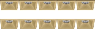 Spot Armatuur 10 Pack - Pragmi Pollon Pro - GU10 Inbouwspot - Vierkant - Goud - Aluminium - Verdiept - 82mm
