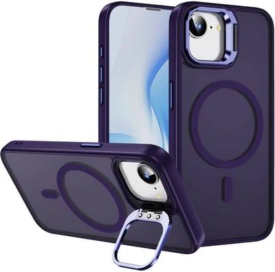 Hoesje Geschikt voor Apple iPhone 17e / 16e - Compatibel met MagSafe & Qi2 - Back Cover met Standaard - Camera Kickstand - Paars