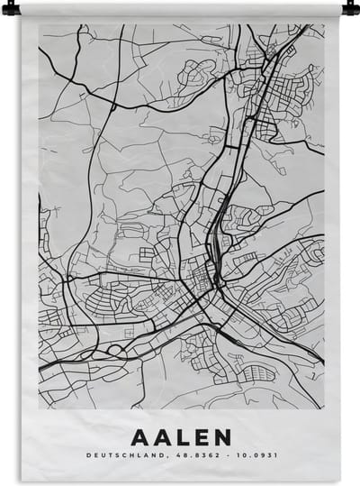 Wandkleed - Wanddoek - Aalen - Kaart - Stadskaart - Plattegrond - Duitsland - 120x180 cm - Wandtapijt
