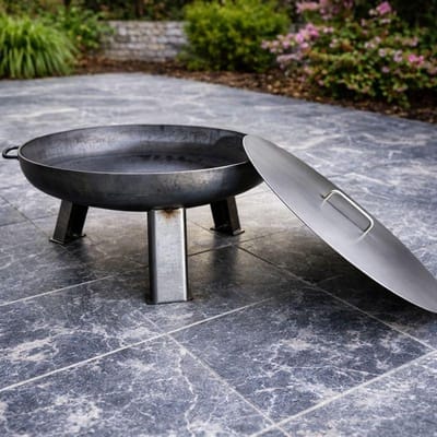 Vuurschaal Deksel - Vuurkorf Afdekking - Veilig Afdekken - 2mm Dik Staal - 42 cm Diameter - Zilver
