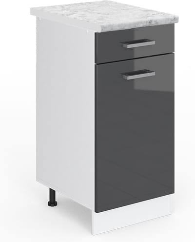 Vicco R-Line Keukenonderkast – 40 cm, WB Marmer Antraciet Hoogglans